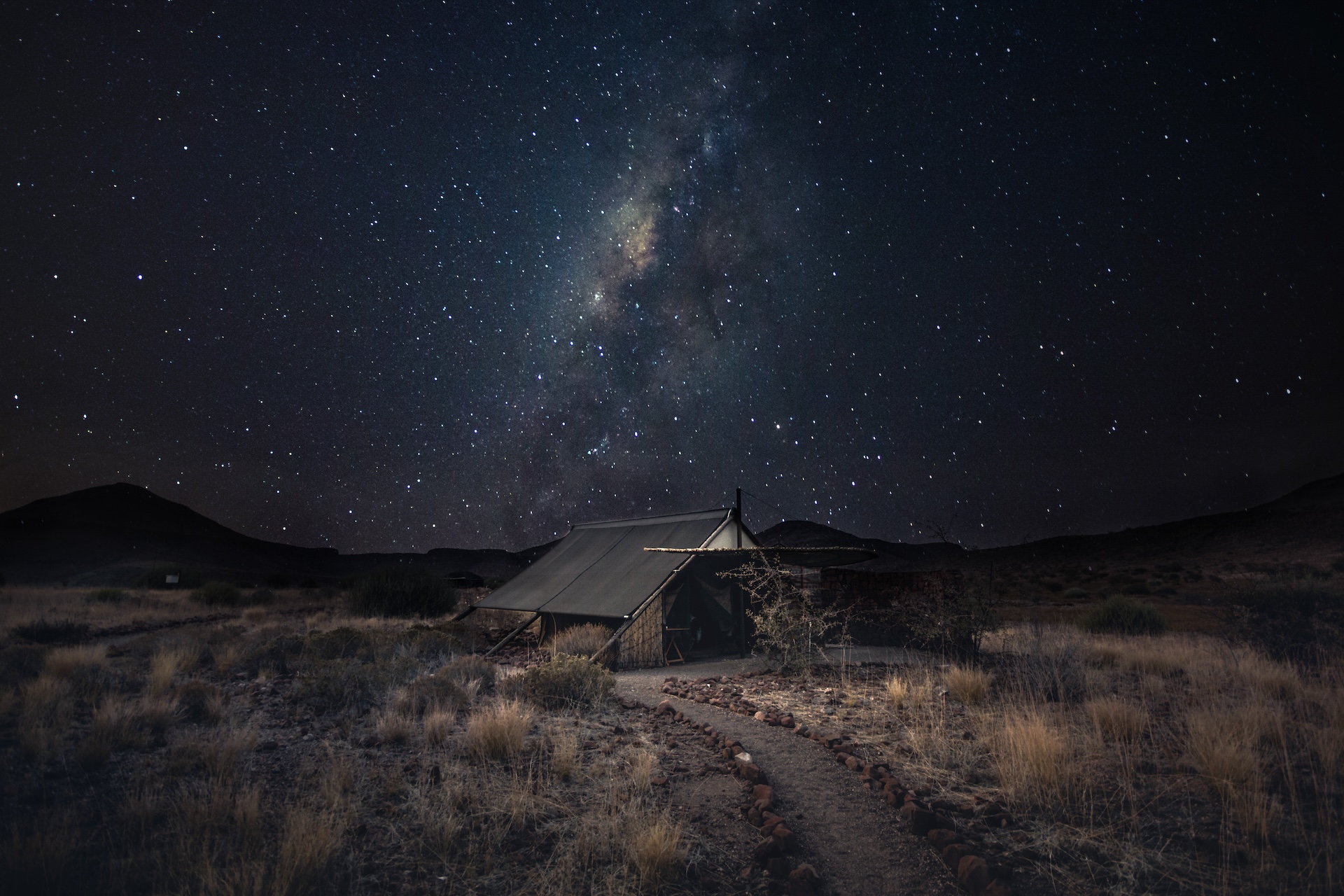 Starry night over the Etendeka Tented Camp in Namibia