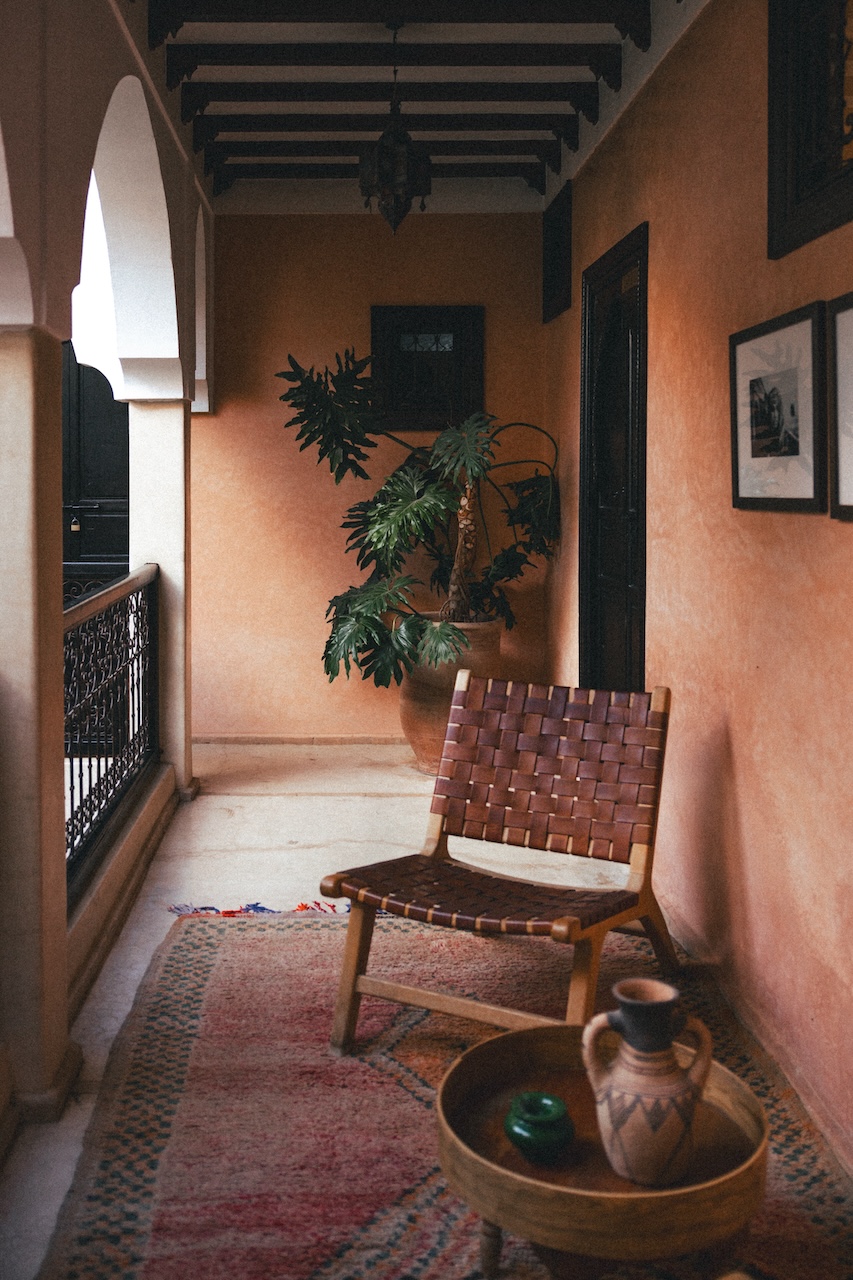 Traditional Moroccan sitting area at Riad Lalla Mimouna, Marrakech