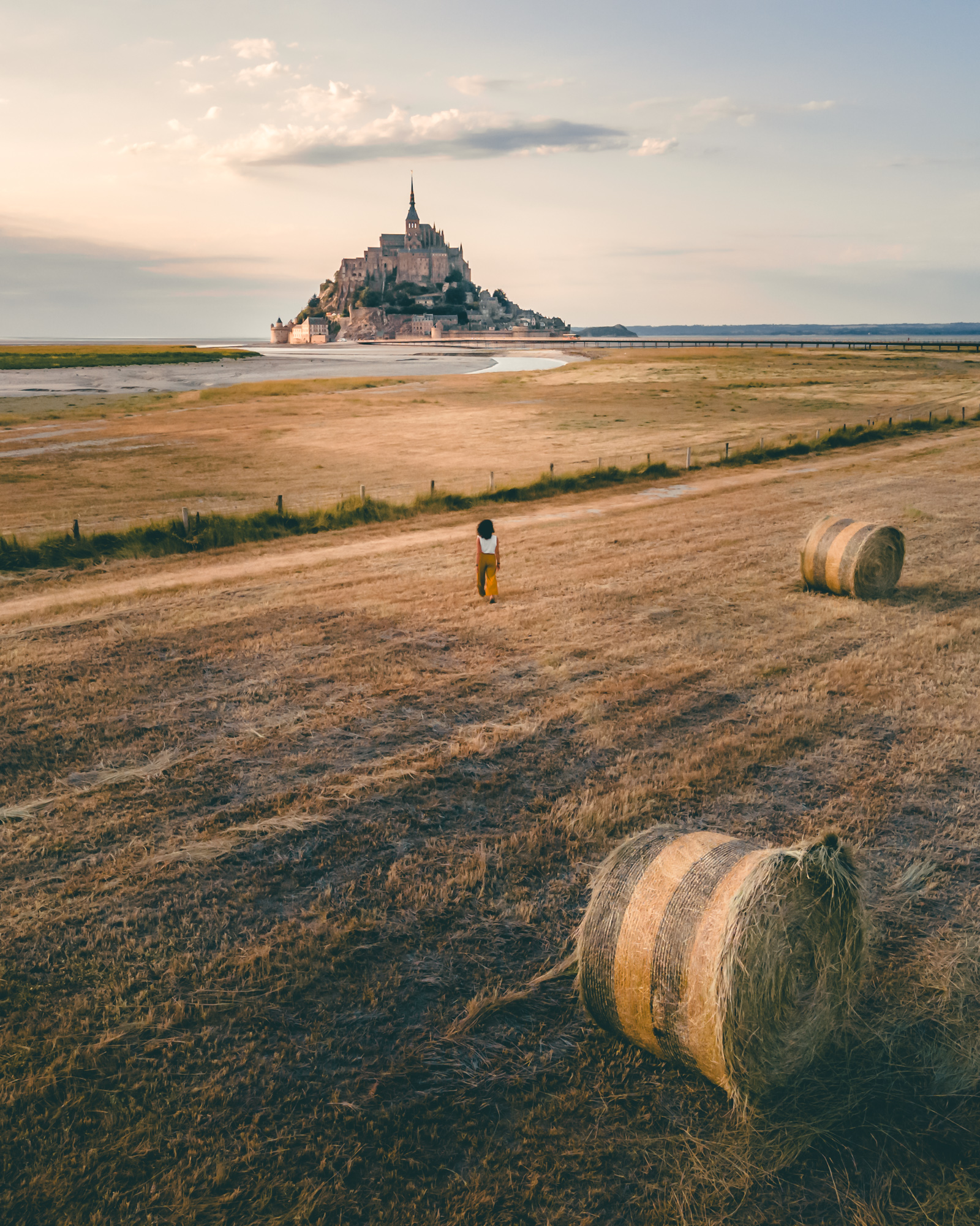 Idyllic summer landscape around the iconic Mont Saint Michel